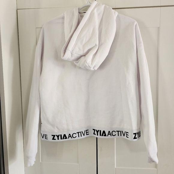 BNWT ZYIA white active band cropped hoodie size lg - Picture 4 of 6